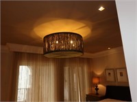 Bamboo and Metal large Round Chandelier