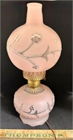 Vintage satin glass pink lamp