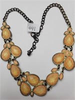 Vintage Necklace, Amber/Peach Shaped Acrylic Beads