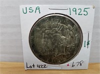 1-1925 USA SILVER DOLLAR EF- AU