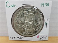 1 1958 BRITISH COLUMBIA SILVE DOLLAR