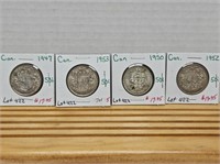 4  50 CENT COINS 1947,1950,1952 1953