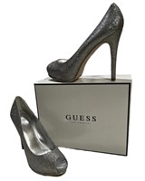 "GUESS" Silver Sparkling High Heels