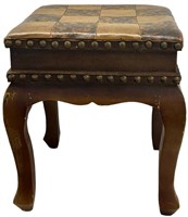 Rustic Quilted Leather Stool