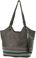 "THE SACK" Gray Purse With Color Stitching