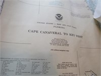 36 x 54" Cape Canaveral to Key West Nautical Map