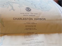 36 x 54" Charleston Harbor Nautical Map 1990