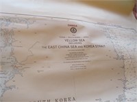 36 x 44" Yellow Sea Asia Nautical Map 1990