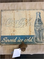 Vintage Coca-Cola Bottle Opener & Sign