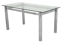 Mies van der Rohe Style Steel and Glass Desk
