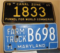 1965 Canal Zone #1833 tag and1971  Maryland Farm