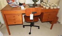 Mid-Century Modern six drawer desk 5ft x 34”x28"