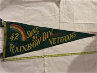 Vtg 42 sons of Rainbow Div. Veterans Pennant & Pin