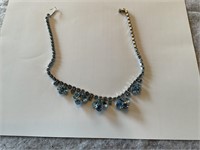 Pale Blue Vintage Rhinestone Necklace