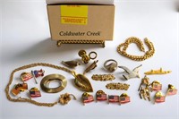 Flags Pin; Ring and Assortment of Costume Jewelry
