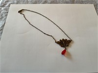 Antique Brass Cicada and Honesty Necklace