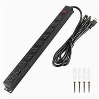KF 10-Outlet Heavy Duty Metal Power Strip with Lon