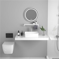 20x20" Albriya White LED Mirror with Shelf