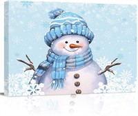 Snowman Canvas Art  20x24  Blue Christmas
