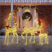 3 Pc Lighted Christmas Reindeer  280 Lights