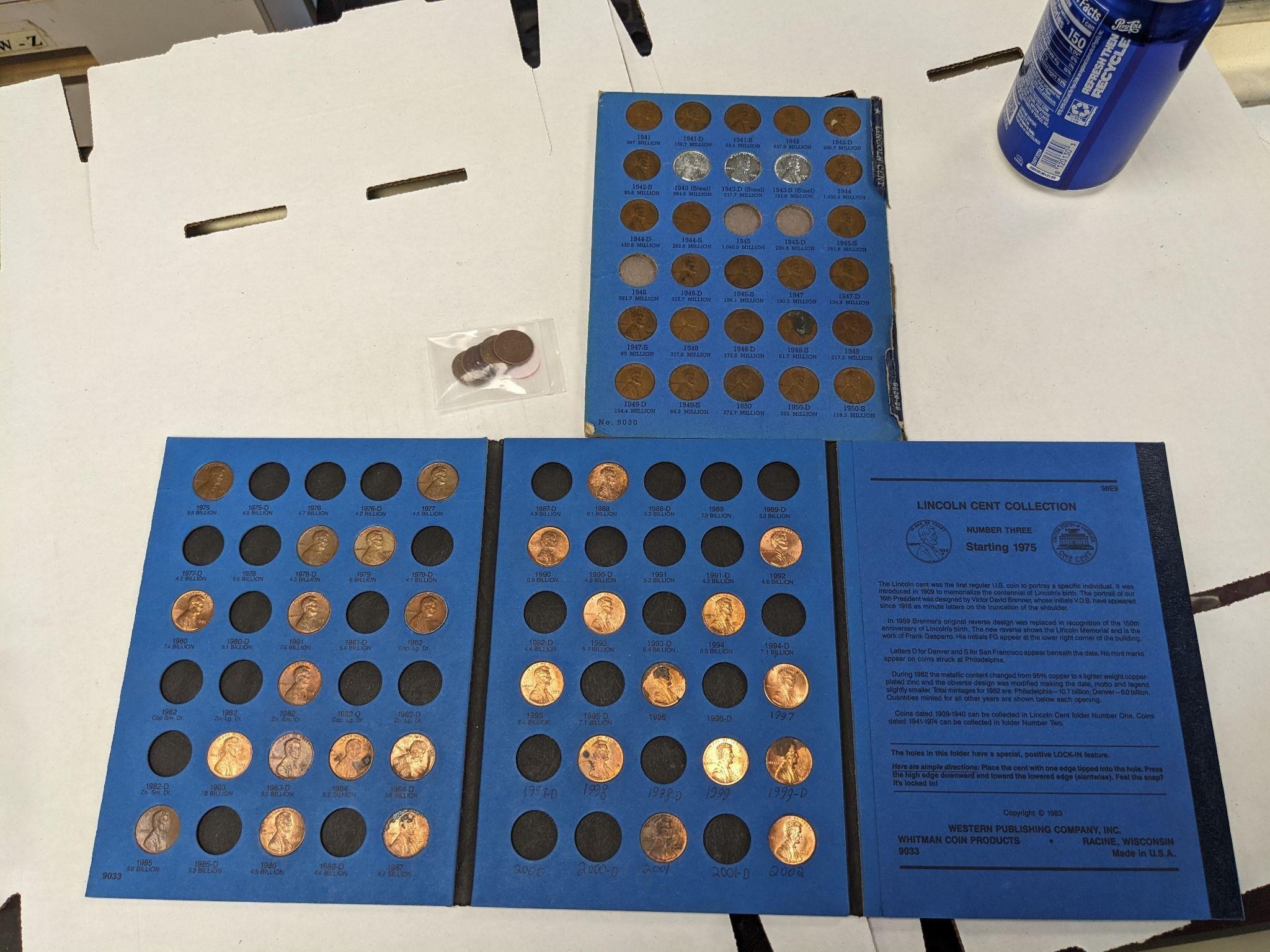 Partial Lincoln Penny Set & 5 Wheat Pennies