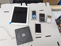 4 iPods, iPad, & Apple Disc Drive - Untested