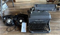 Vintage Typewriter & (2) Phones