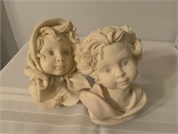 2 busts of children:  springtime and gentle breeze