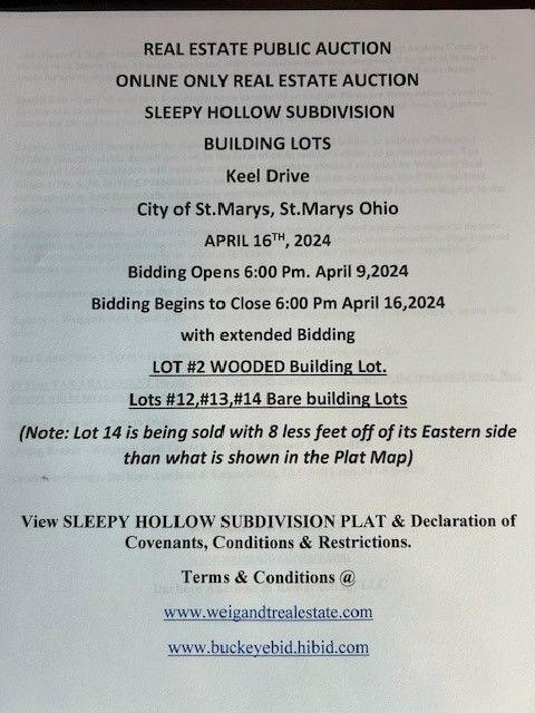 ONLINE ONLY REAL ESTATE AUCTION  SLEEPY HOLLOW SUBDIVISION