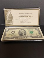 Authentic uncirculated US $2 note