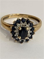 Stunning 9 carat GOLD ,SPINEL and DIAMOND RING. Co