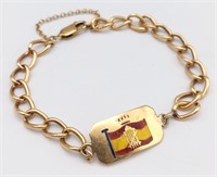 A 9 K yellow gold ID bracelet with the old Spanish