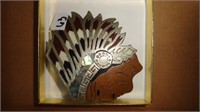 Vintage Inlaid Cut-Out Indian Chief Buckle