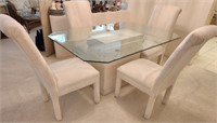 T - GLASS-TOP DINING TABLE W/ 4 CHAIRS (L55)