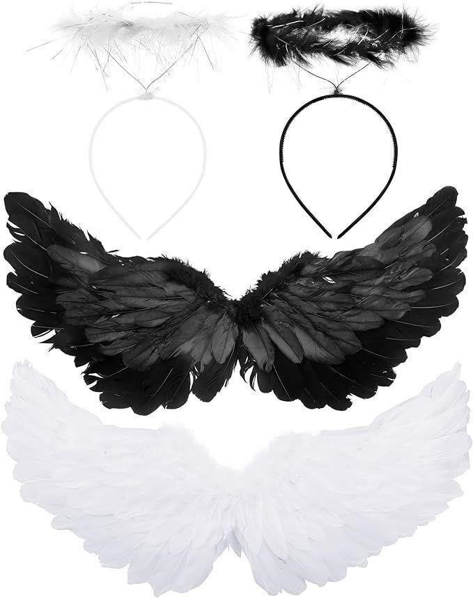 2 Pack Black & White Angel Wings