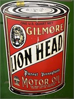 Gilmore Lion Head Motor Oil Sign,