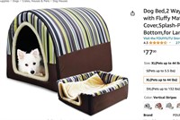 Dog Bed,2 Ways to Use,Indoor Pet House with MaT