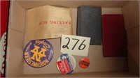 Vintage Wallet / Notebook / Button Pins Lot