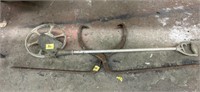 Vintage Measuring Wheel, Tongs,