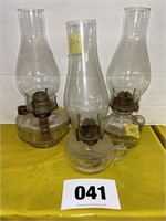 3 Glass Oil Lamps,