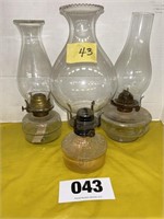 3 Glass Oil Lamps,