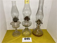 3 Glass Oil Lamps,