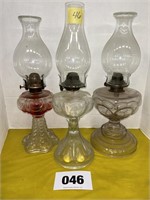 3 Glass Oil Lamps,