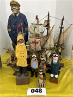 5 Wood Ship Models, 6 Sailor, Lighthouse Figurines