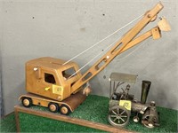 Tin Steam Roller Model, Wood Wrecking Crane