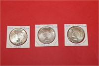 3 U.S Peace Dollars: 1922 MS60,