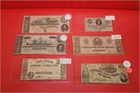 6 Confederate currency notes