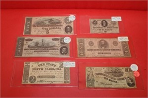 6 Confederate currency notes