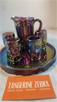 Wisher Moon & Stars Carnival Glass Pitcher Set