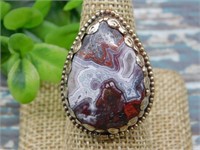 MEXICAN LACE ADJUSTABLE RING ROCK STONE LAPIDARY S